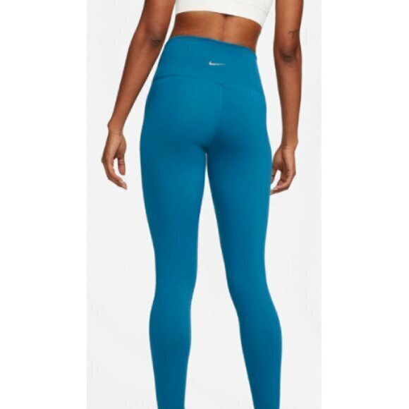 Nike Yoga Womens High Rise Leggings size M Dri-Fit Teal Blue 7/8 Tights